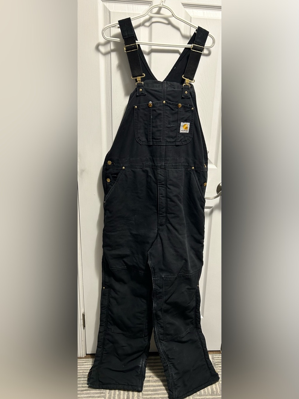 Vintage Carhartt R03 BLK Arctic Quilt-Lined Duck Bib Overalls – Made in USA 38